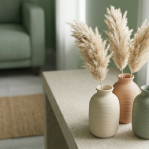 Artificial Pampas Grass Vase Set